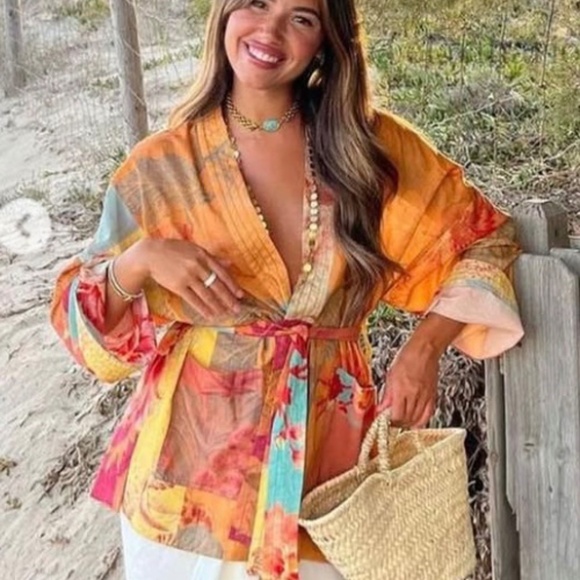 Zara Patchwork Printed Kimona size xs - Picture 1 of 4